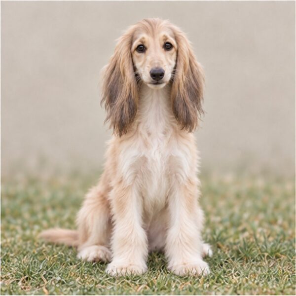 Elegant Afghan Hound with long, silky fur standing gracefully outdoors