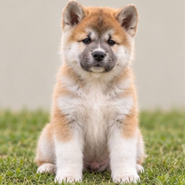 Large, fluffy dog with a thick coat, standing proudly, raised tail curled over back