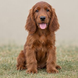Elegant Irish Setter with shiny, flowing red coat and alert posture