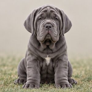 Large, wrinkled dog with a loose coat, standing proudly, grayish-brown color