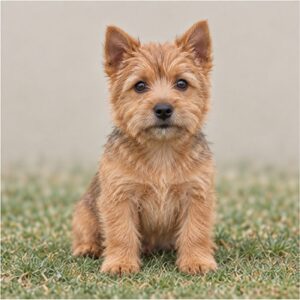 Small, wiry dog with a scruffy golden coat, alert stance and friendly expression