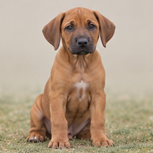 A muscular Rhodesian Ridgeback with a short, tan coat standing proudly outdoors